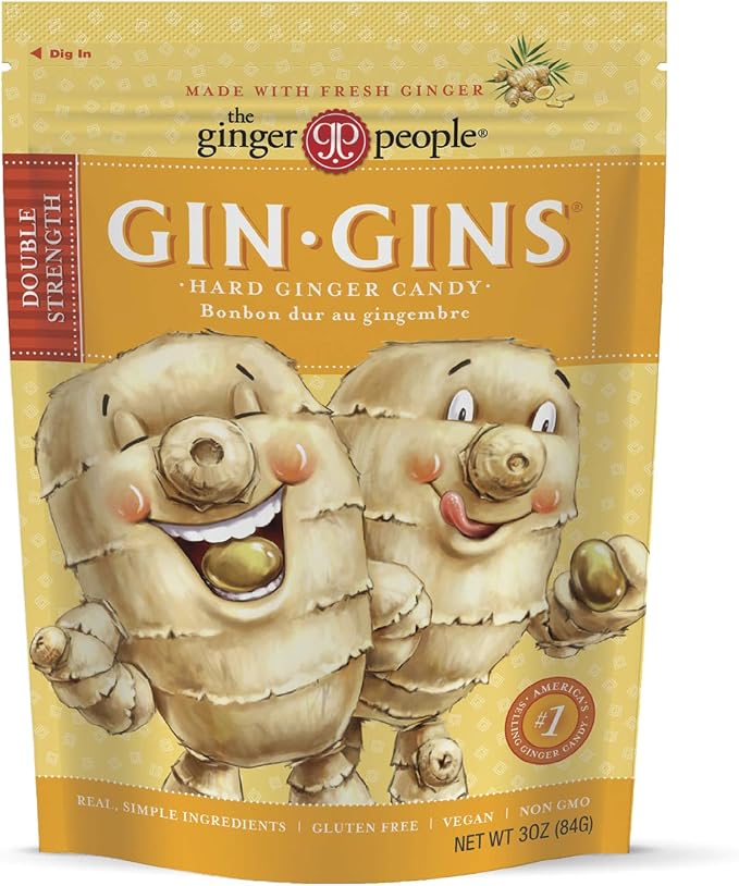 Gin Gins® Chewy Ginger Candy by The Ginger People® – Natural Ginger Chews for Nausea Relief & Digestive Comfort | Various Flavours