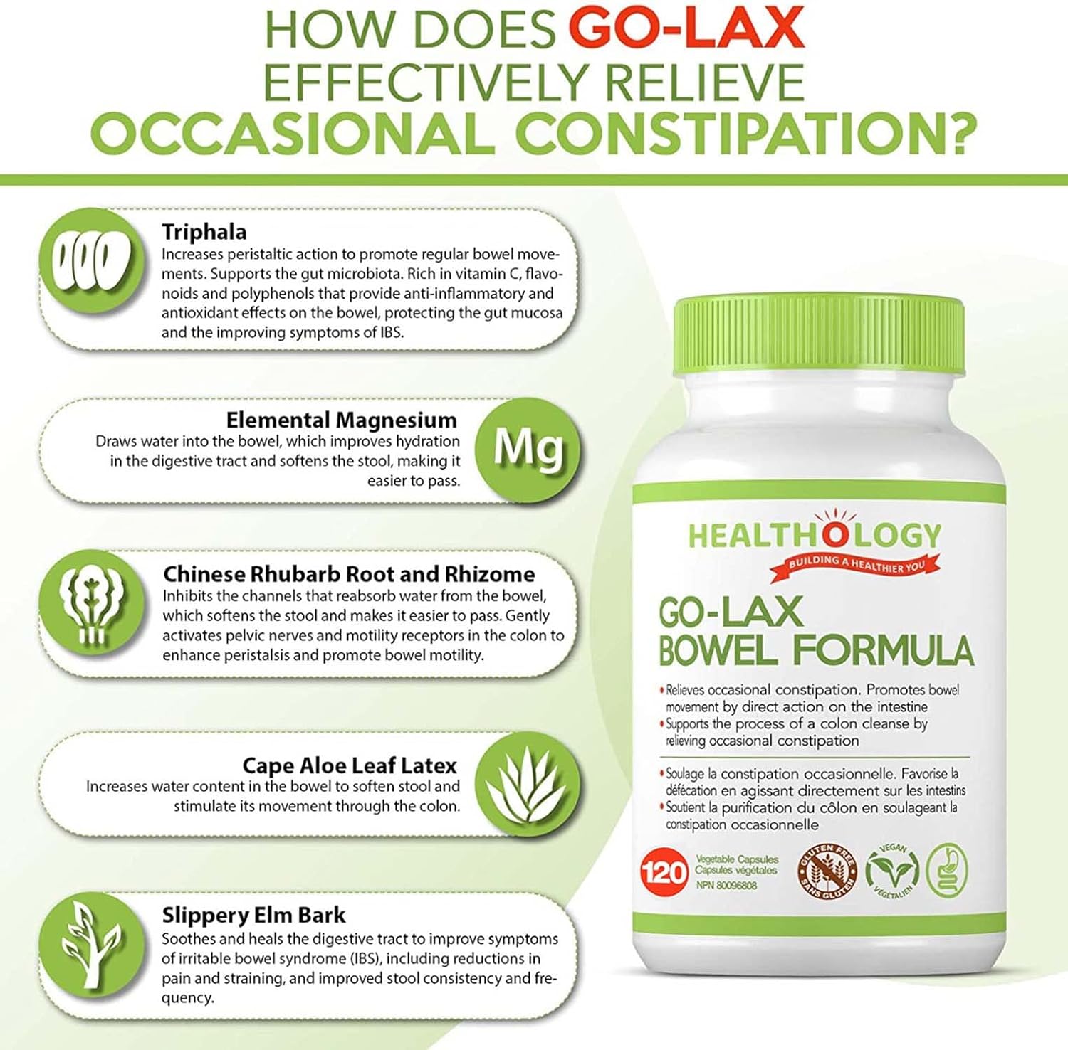 Go-Lax by Healthology™ – Gentle Constipation Relief & Bowel Support | 60 or 120 Vegetable Capsules