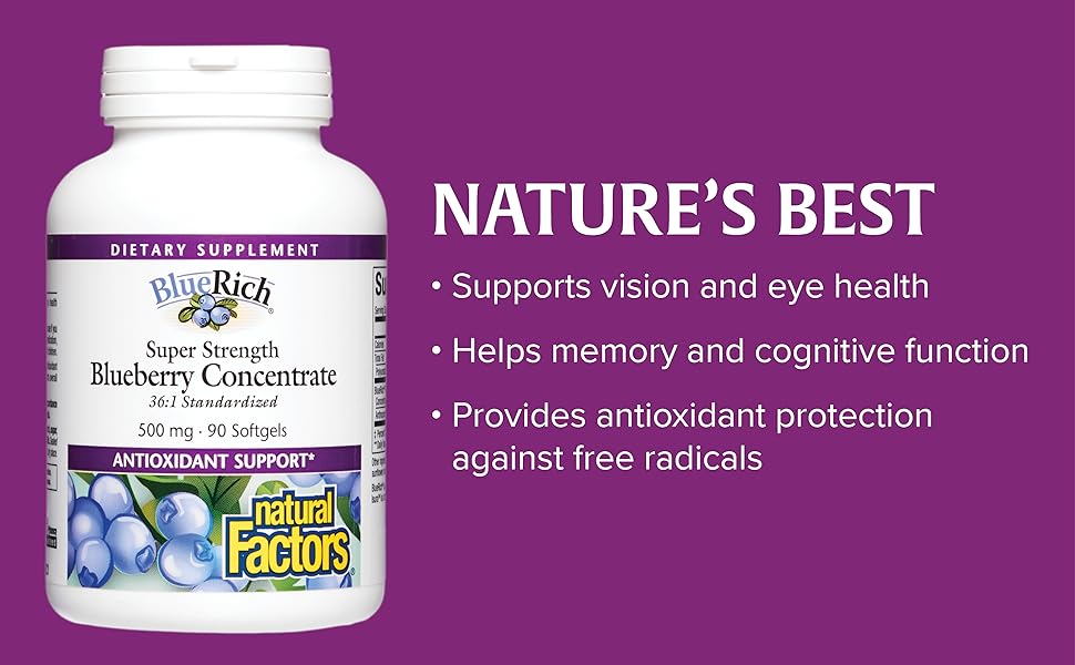 BlueRich® Super Strength Blueberry Concentrate | Natural Factors® | 90 or 180 Softgels