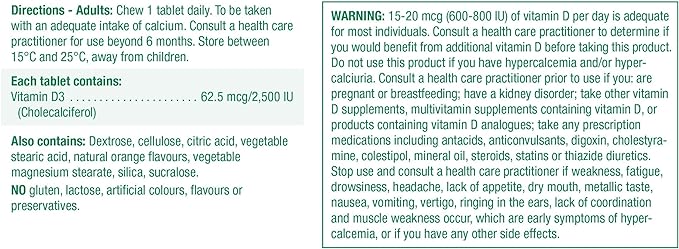 Vitamin D3 2,500 IU | Jamieson™ | 75 Chewable Tablets