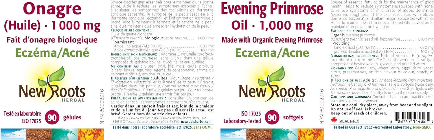 Evening Primrose Oil 1,000 mg | New Roots HERBAL® | 90 Softgels