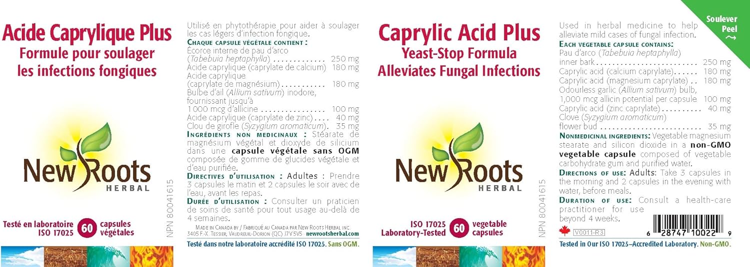 Caprylic Acid Plus | New Roots HERBAL® | 60 Capsules