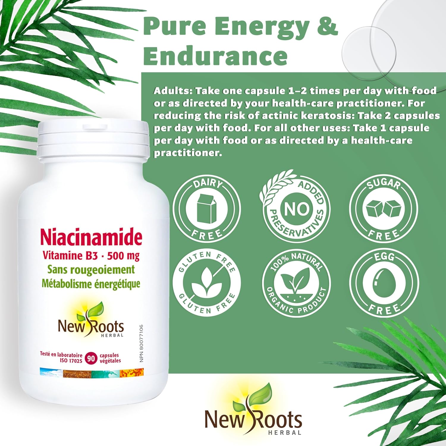 Niacinamide | New Roots HERBAL® | 100 Veg Capsules