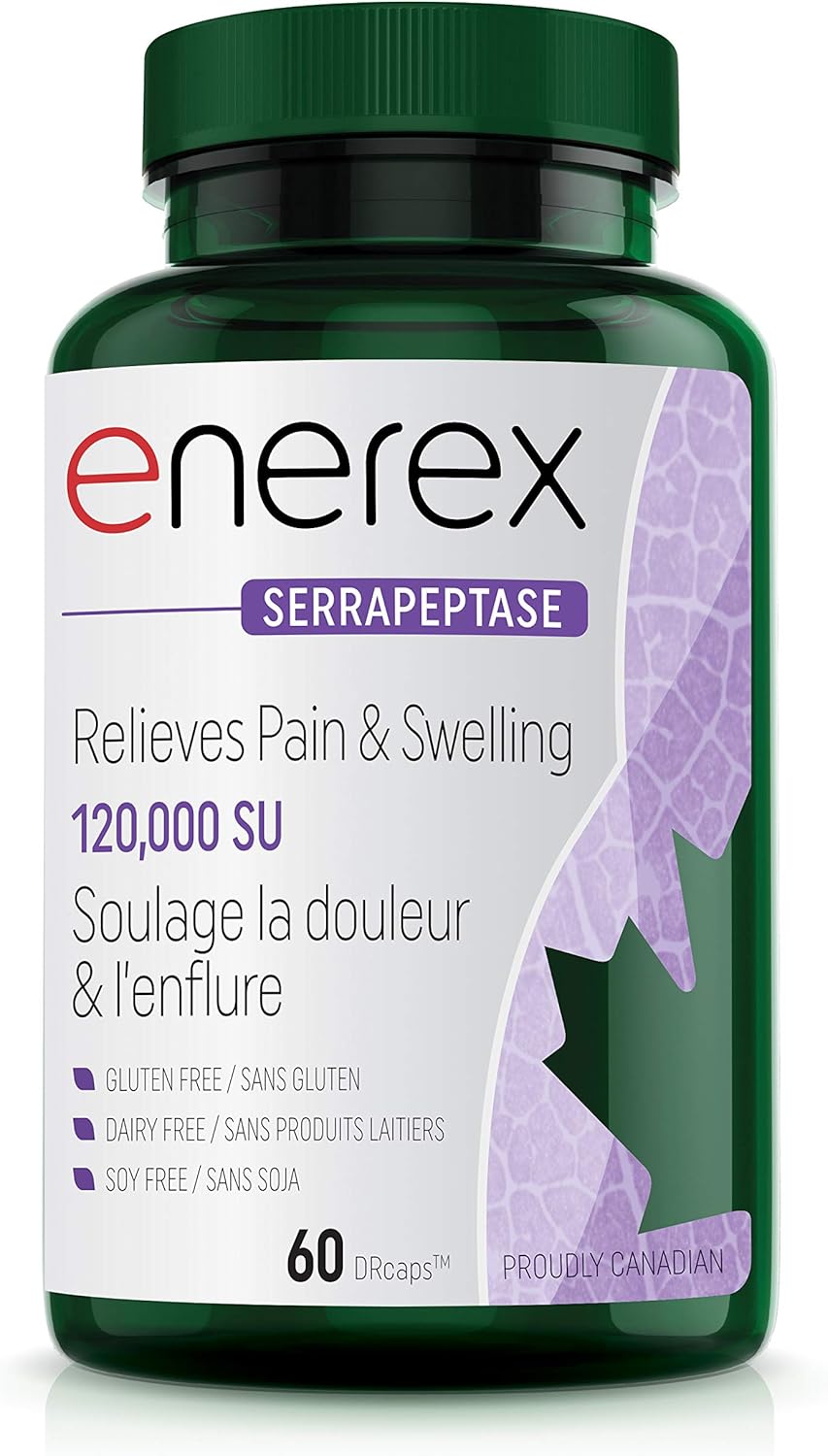 Serrapeptase 120,000 SU by Enerex® – Systemic Enzyme for Inflammation & Mucus Support | 60 OR 180 Delayed-Release Capsules