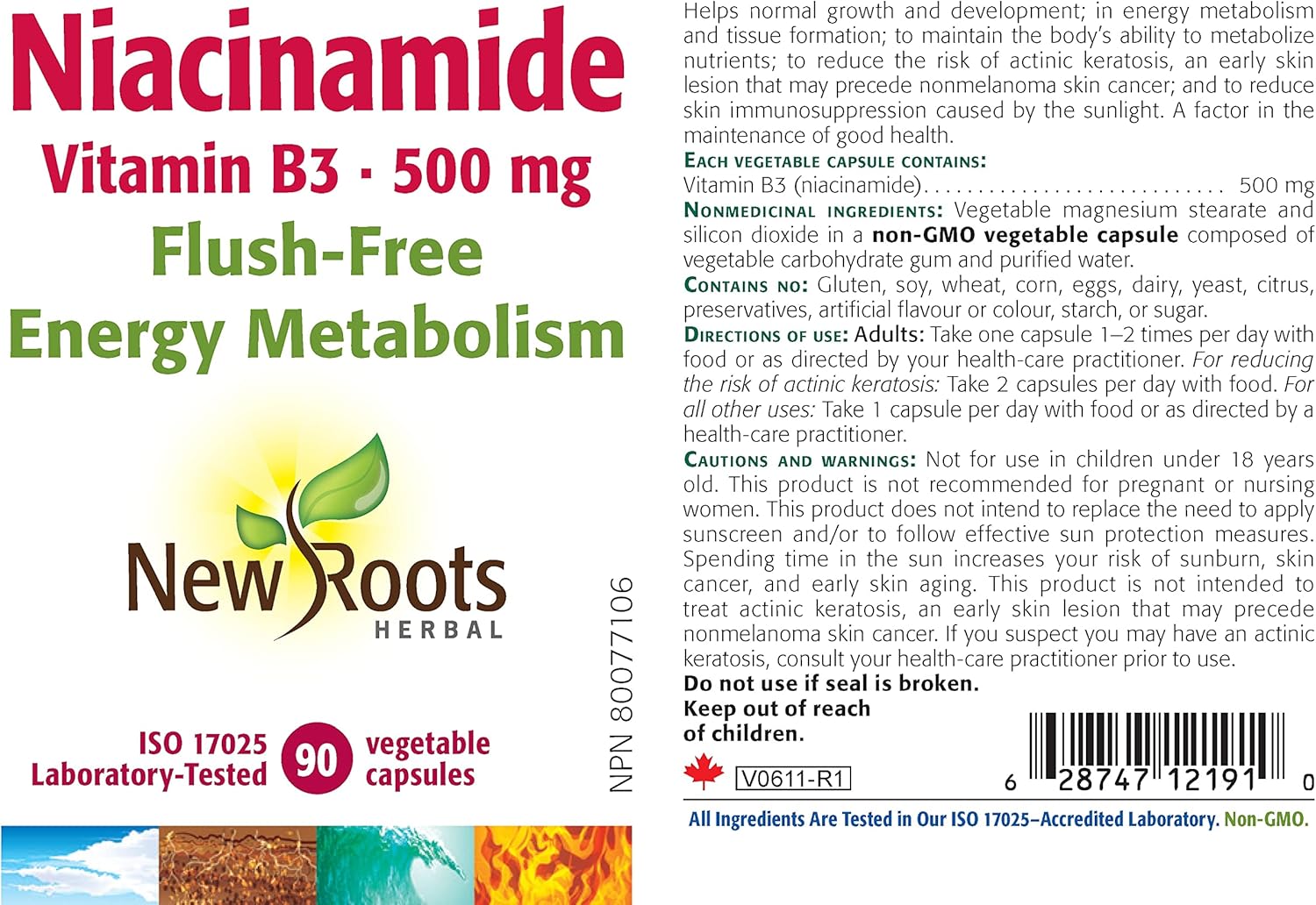 Niacinamide | New Roots HERBAL® | 100 Veg Capsules