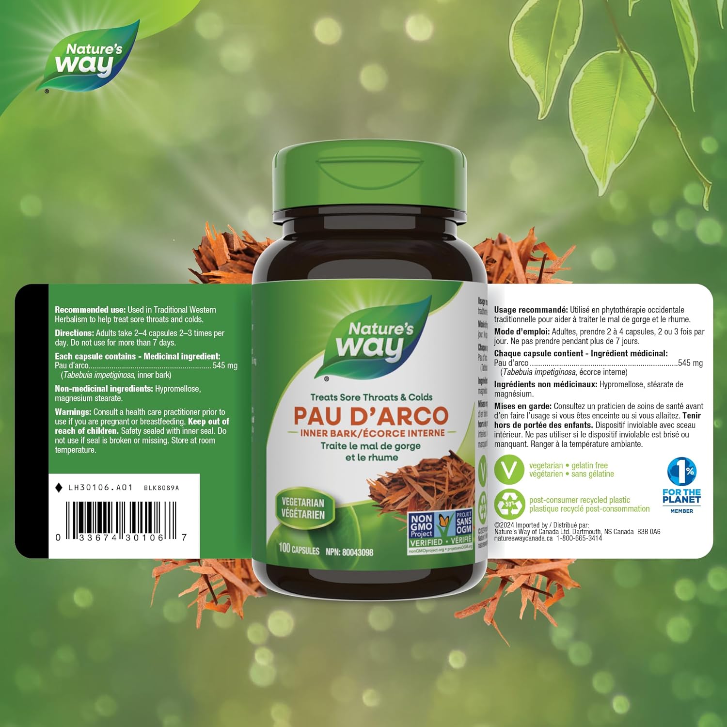 Pau D'Arco Inner Bark 545mg | Nature's Way® | 100 or 180 Capsules