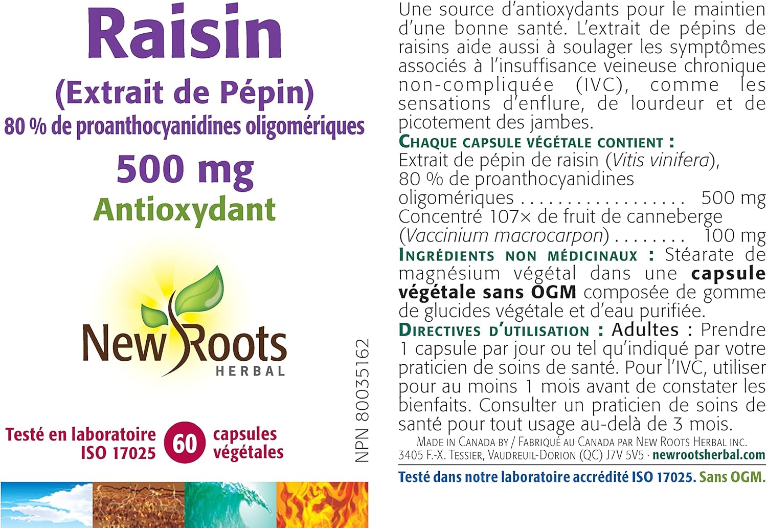 Grapeseed Extract 500 mg | New Roots HERBAL® | 60 Veg Capsules