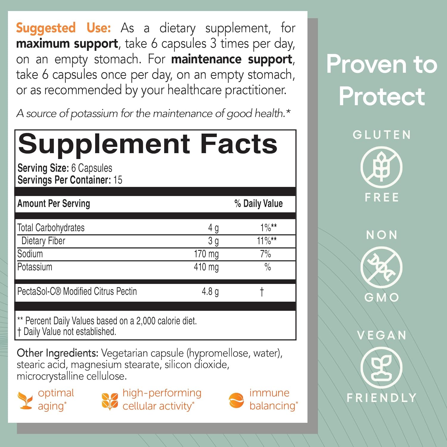 PectaSol® Capsules by ecoNugenics – Modified Citrus Pectin for Cellular & Immune Health | 90 or 270 Vegetarian Capsules