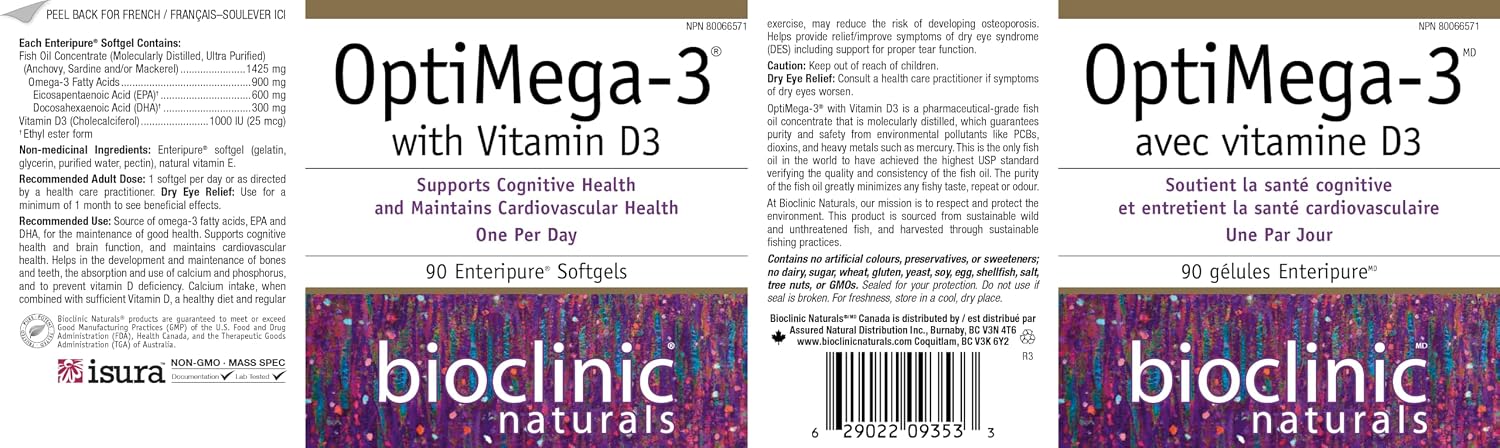 OptiMega-3 | Bioclinic Naturals® | 90 Enteripure Softgels