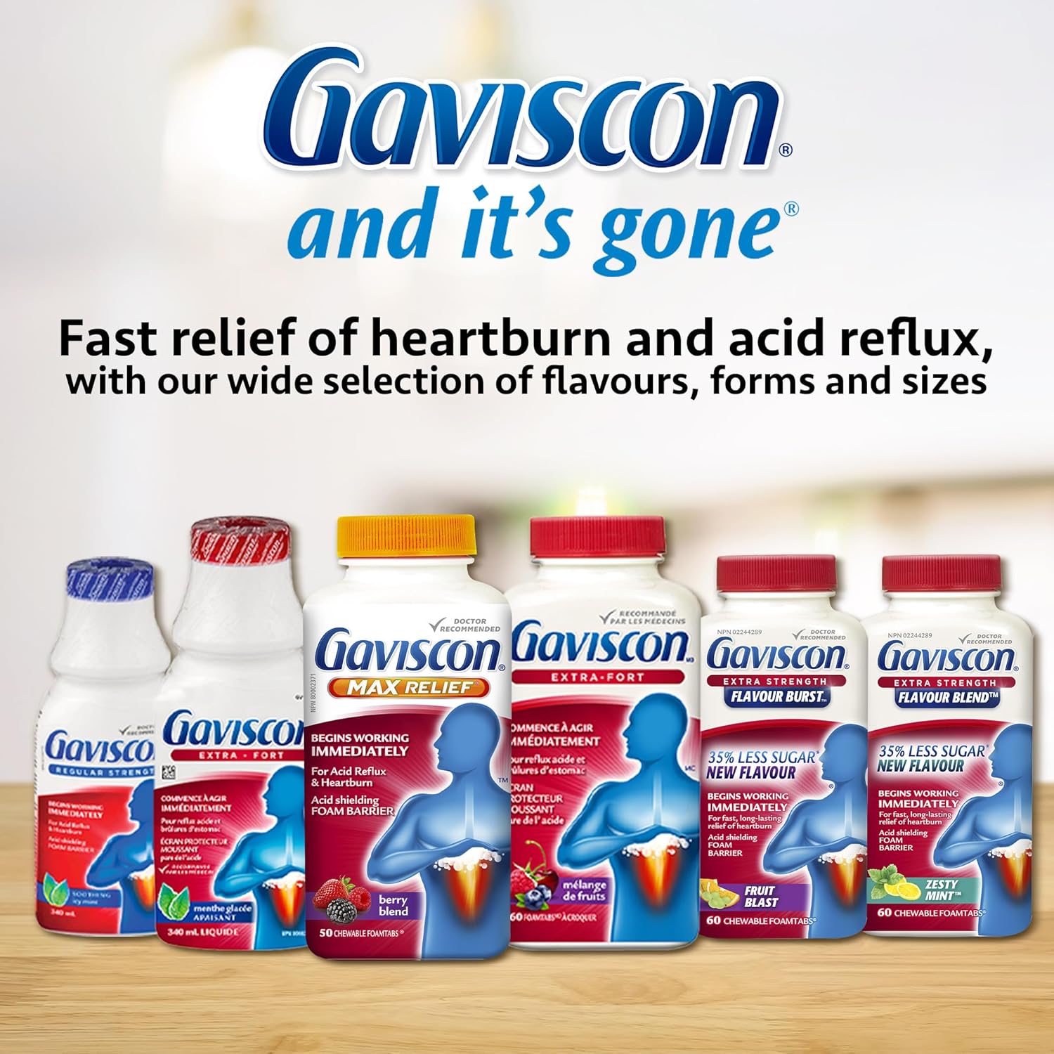 Chewable Foaming Antacid Tablets Extra Strength by Gaviscon® – Fast Heartburn & Acid Reflux Relief | Varous Sizes & Favours