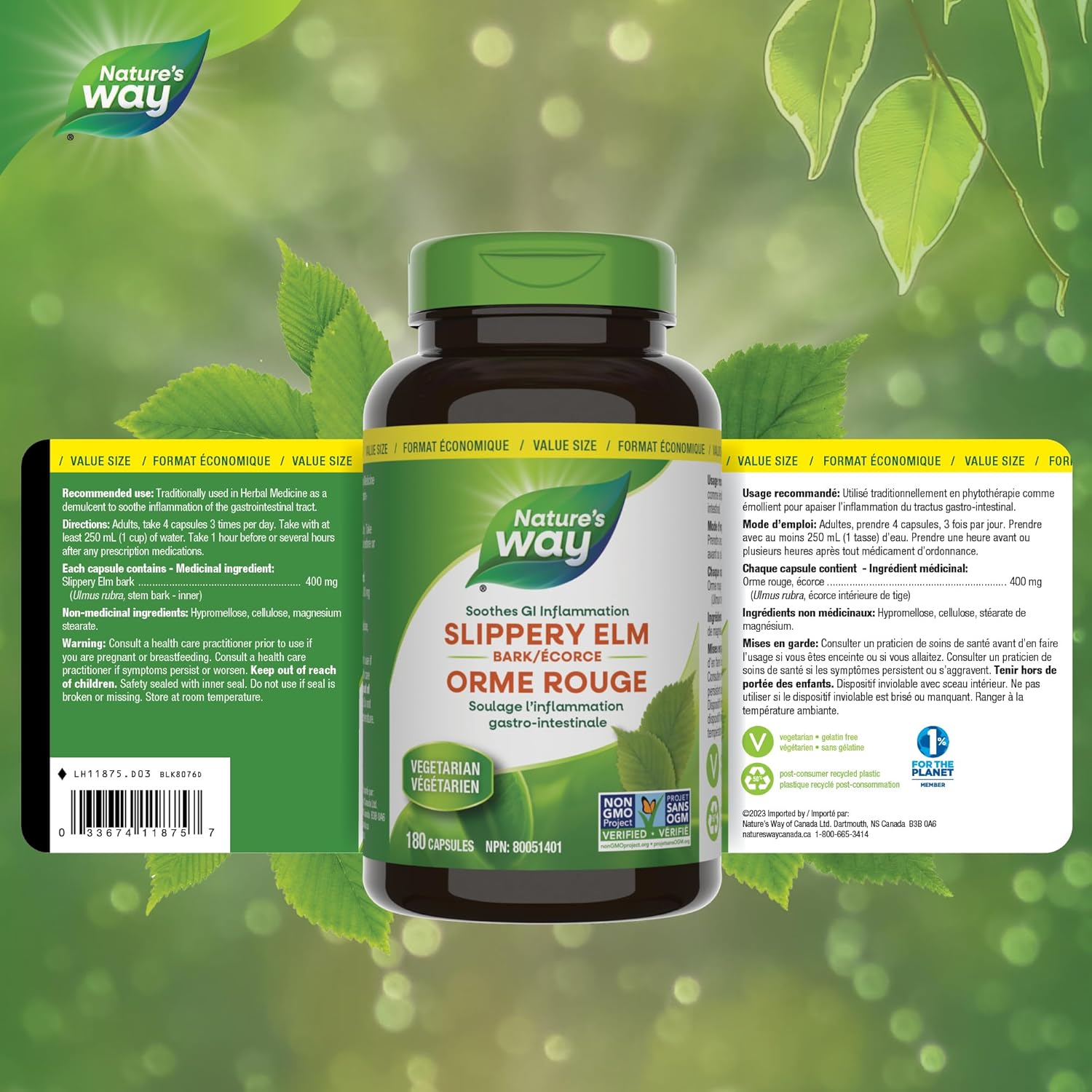Slippery Elm | Nature's Way® | 100 or 180 Capsules