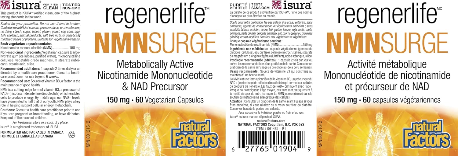 RegenerLife NMNSurge NAD | Natural Factors® | 60 Capsules