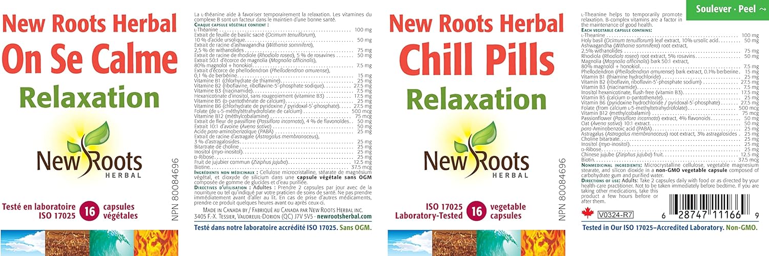 Chill Pills | New Roots HERBAL® | 16 OR 30 OR 60 Veg Capsules