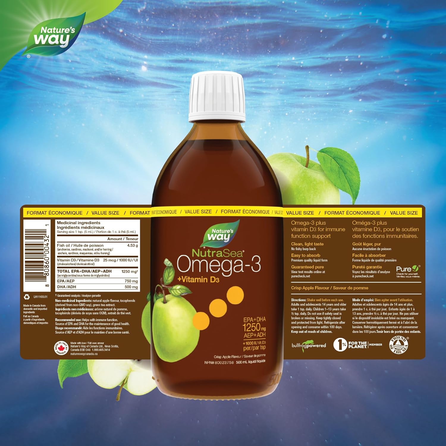 Omega-3 + Vitamin D3 | NutraSea® | 16.9 fl oz (500 mL)