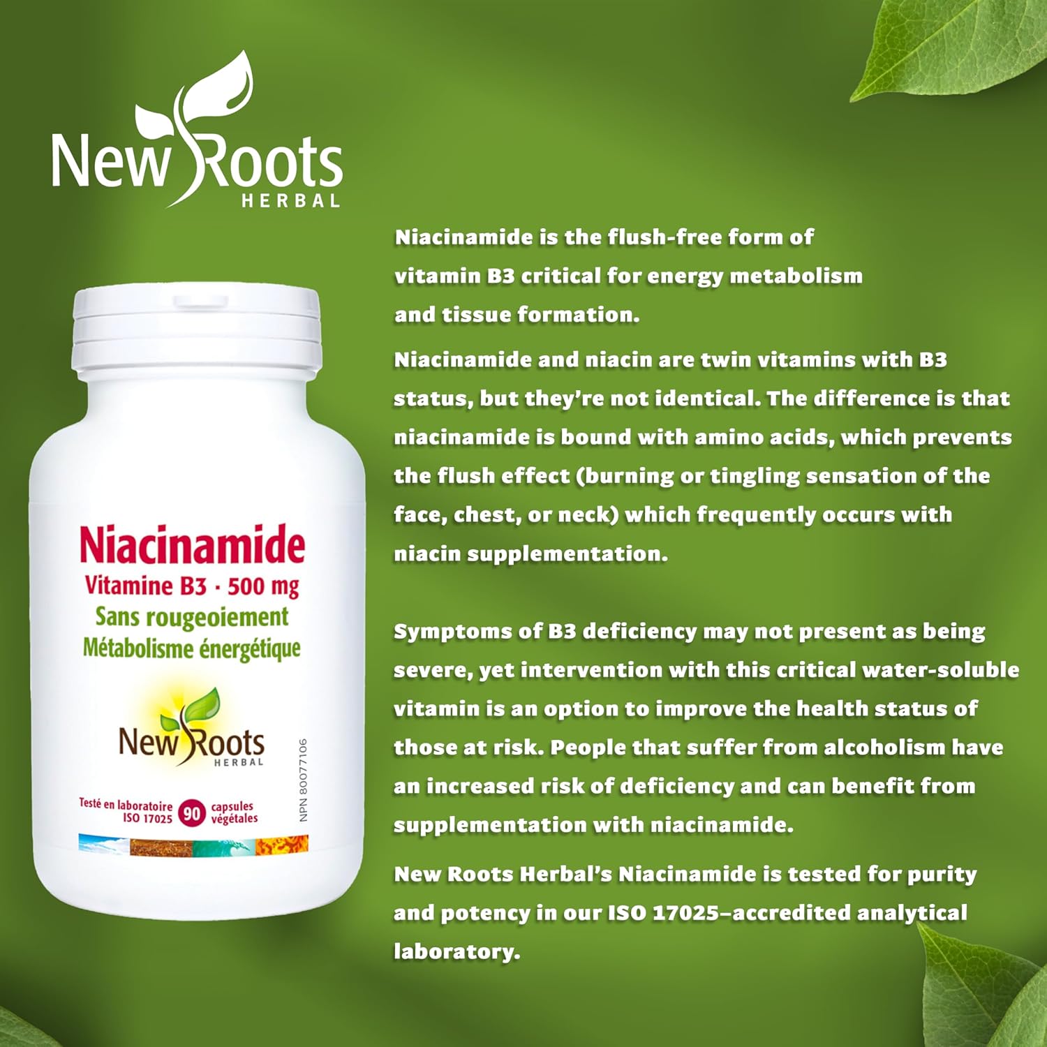 Niacinamide | New Roots HERBAL® | 100 Veg Capsules