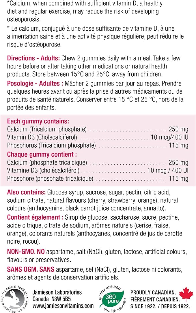 Calcium + Vitamin D3 | Jamieson™ | 60 Gummies