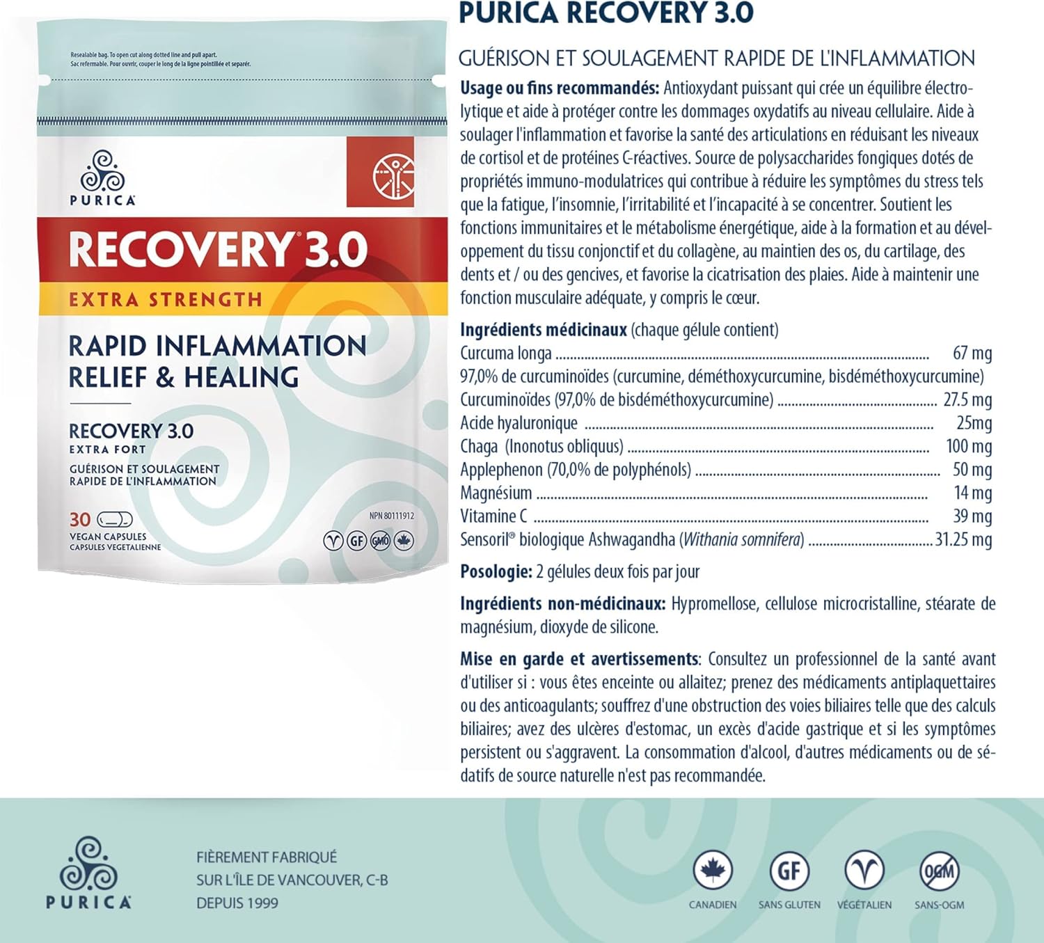 Recovery 3.0 | Purica® | 30 or 120 Capsules