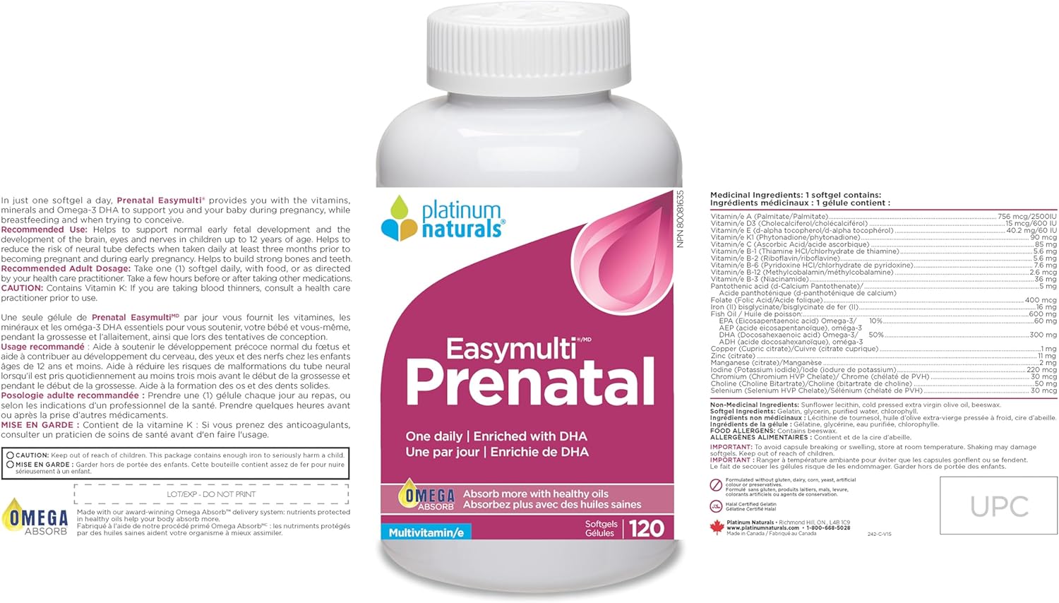 Easymulti® Prenatal | Platinum Naturals® | 60 or 120 Softgels