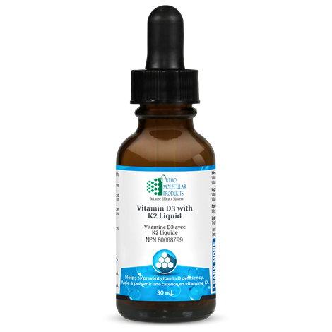 Vitamin D3 with K2 Liquid by Ortho Molecular Products® – Bone, Calcium & Immune Support | 30 mL