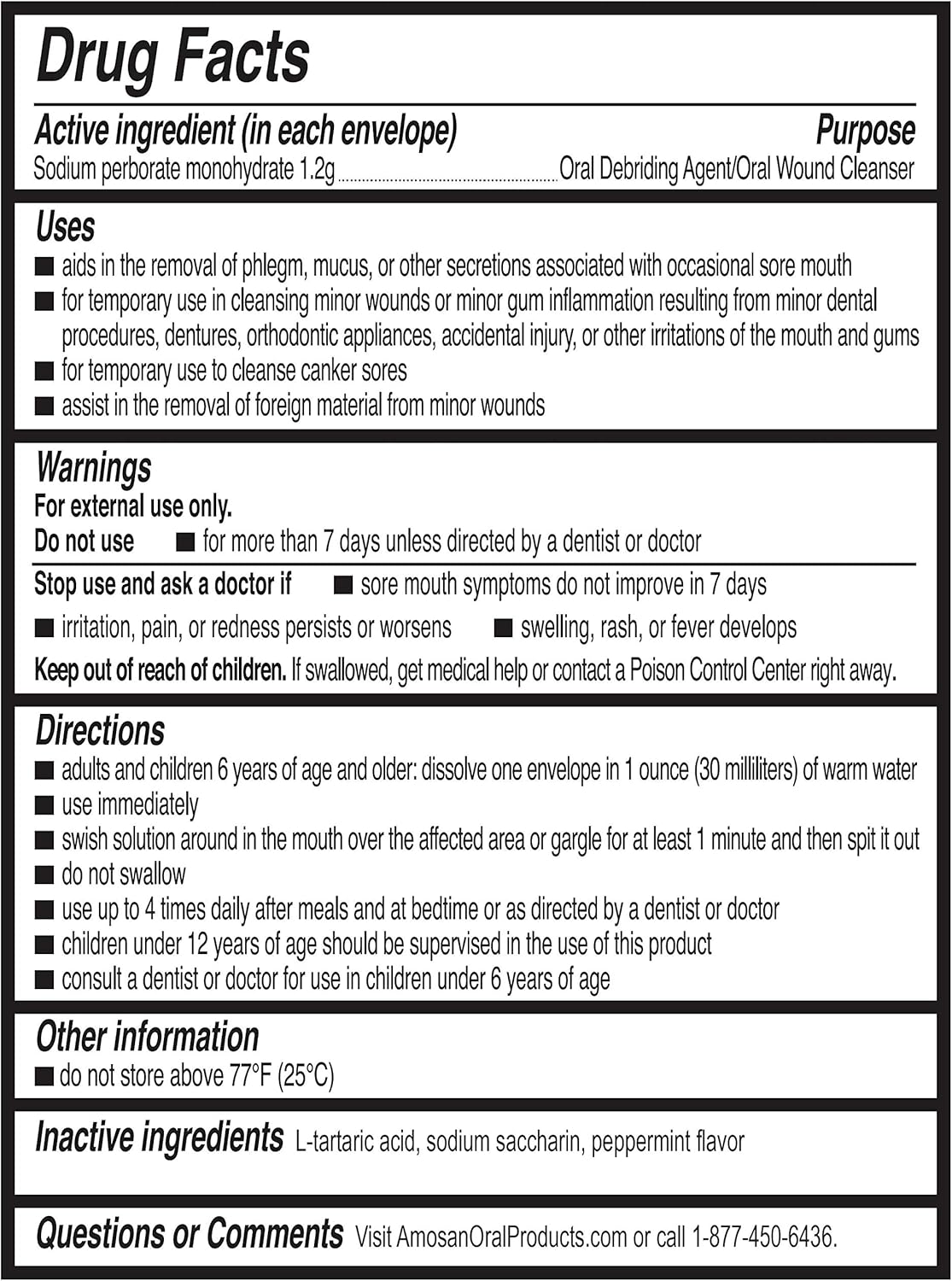 Oral Antiseptic Rinse by Amosan® – Mouth & Gum Cleansing Support | 12 Envelopes x 1.7 g