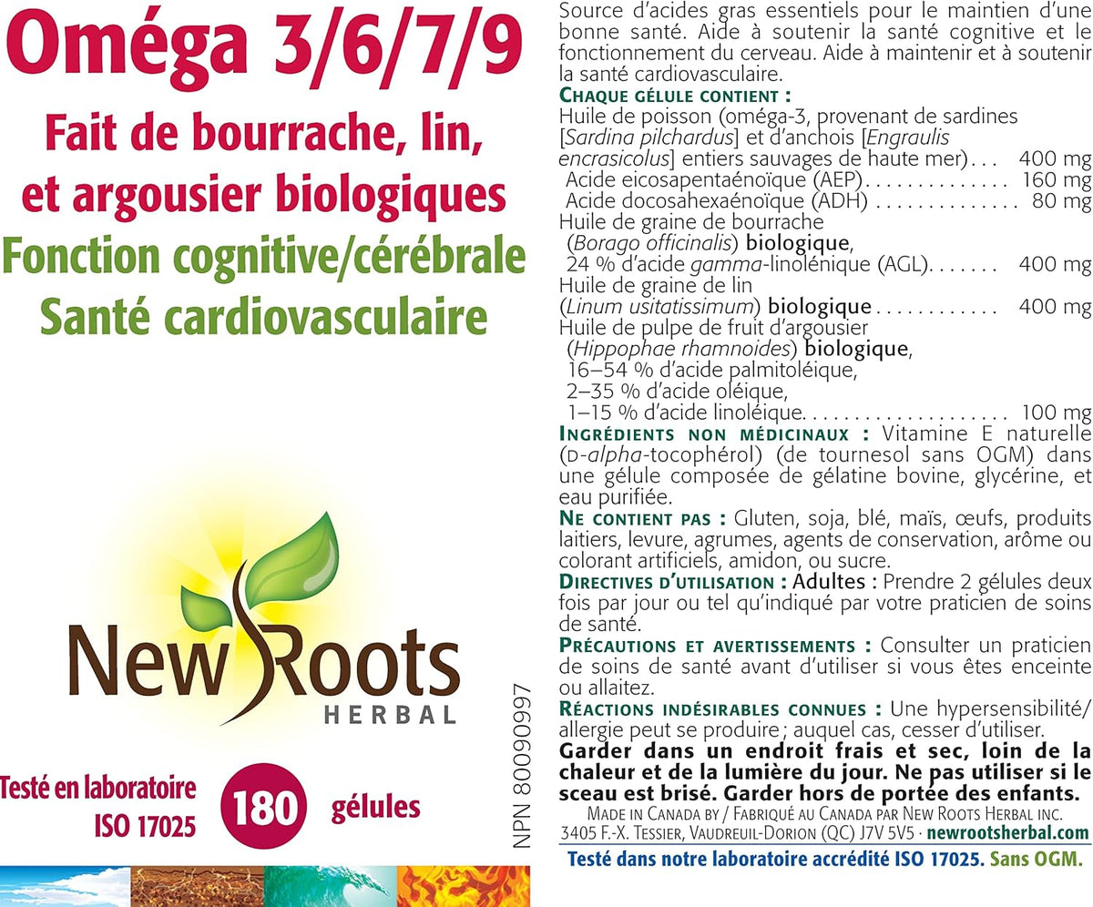 Omega 3/6/7/9 | New Roots Herbal® | 90 or 180 Softgels
