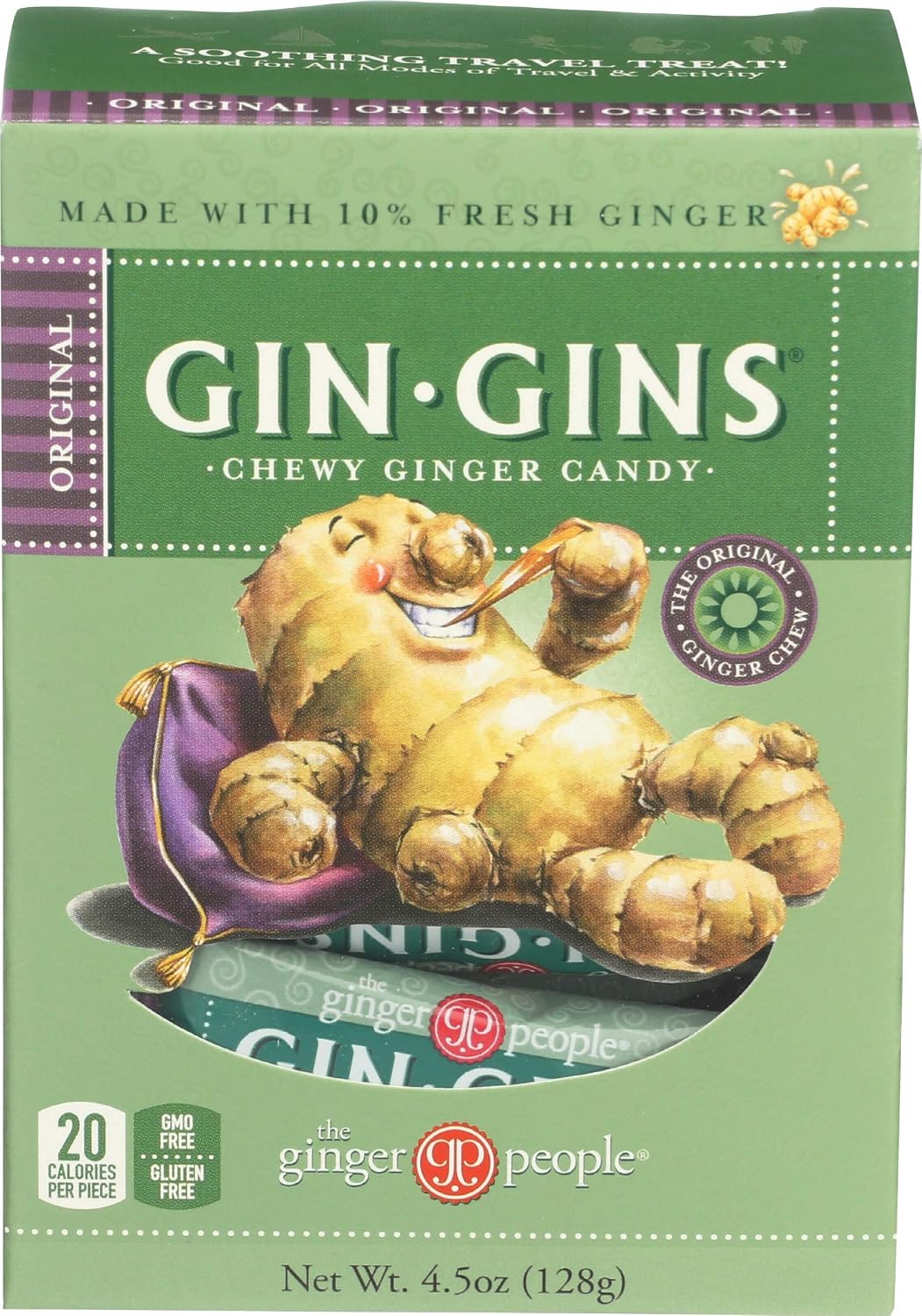 Gin Gins® Chewy Ginger Candy by The Ginger People® – Natural Ginger Chews for Nausea Relief & Digestive Comfort | Various Flavours