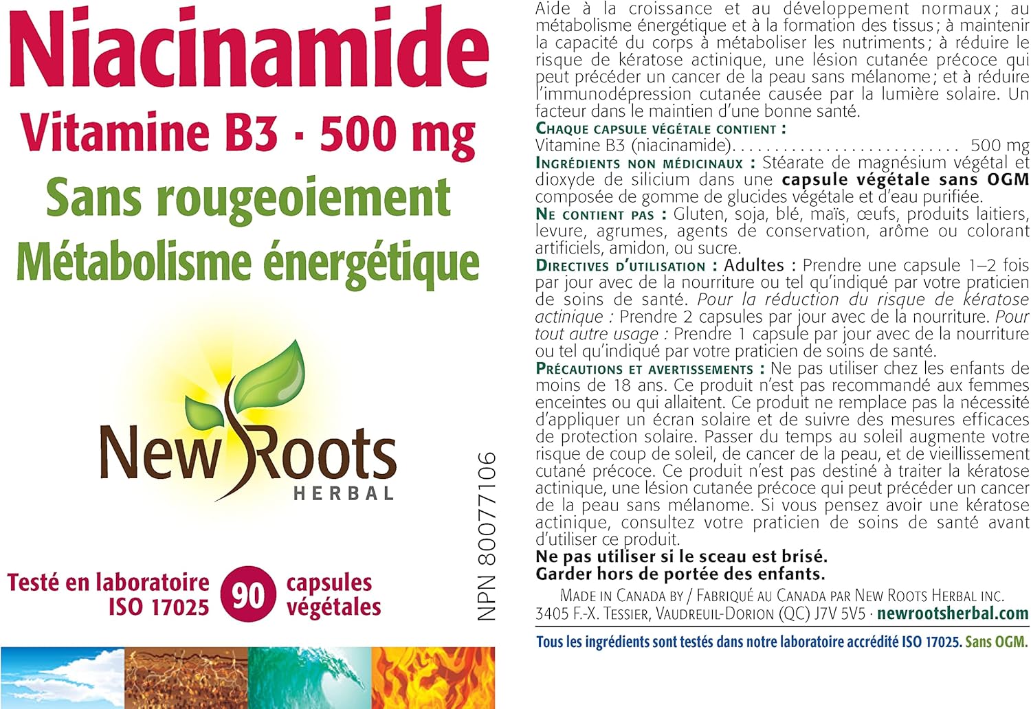 Niacinamide | New Roots HERBAL® | 100 Veg Capsules