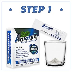 Oral Antiseptic Rinse - Mint | Amosan® | 12 envelopes x 1.7g