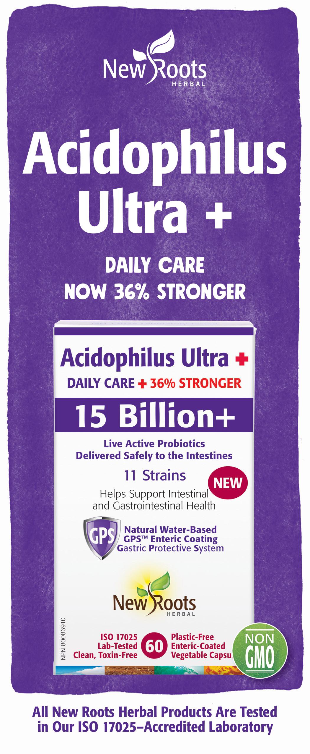 Acidophilus Ultra + 15 Billion+ | New Roots HERBAL® | 60 or 120 Veg Capsules