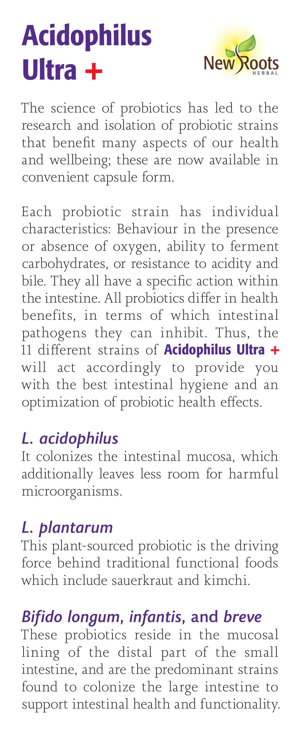 Acidophilus Ultra + 15 Billion+ | New Roots HERBAL® | 60 or 120 Veg Capsules