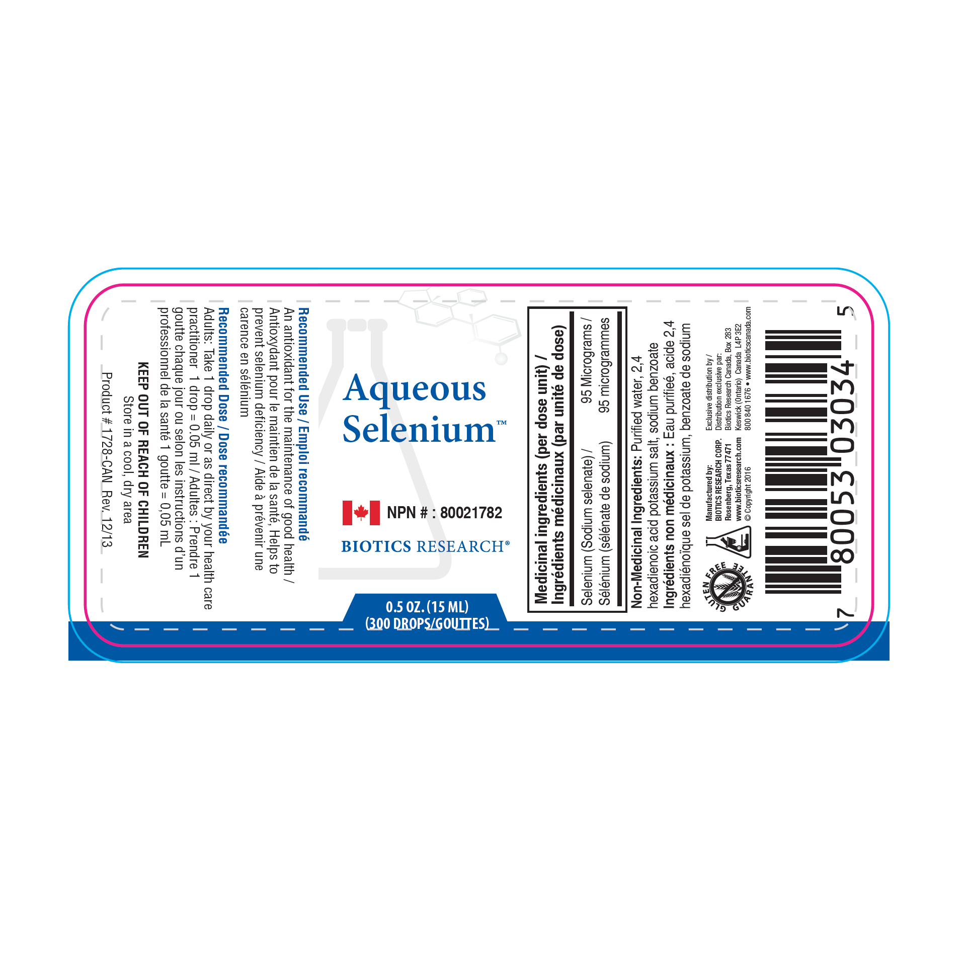 Aqueous Selenium | Biotics Research® | 0.5 fl. oz. (14.79 mL)