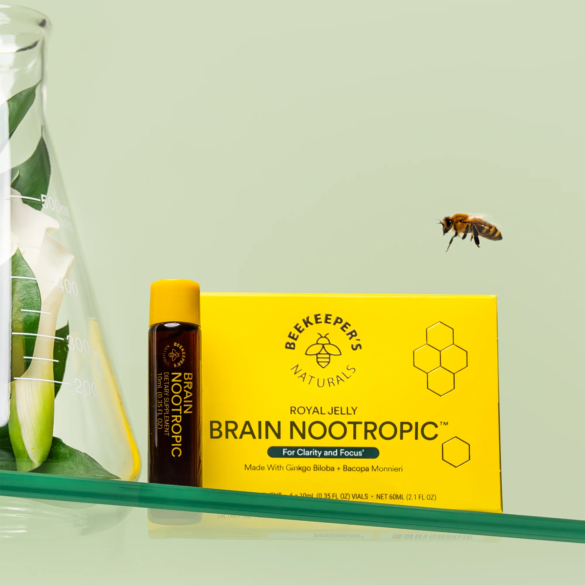 Royal Jelly Brain Fuel | Beekeepers Naturals | 6 or 24 Vial Pack