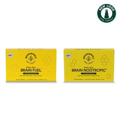 Royal Jelly Brain Fuel | Beekeepers Naturals | 6 or 24 Vial Pack