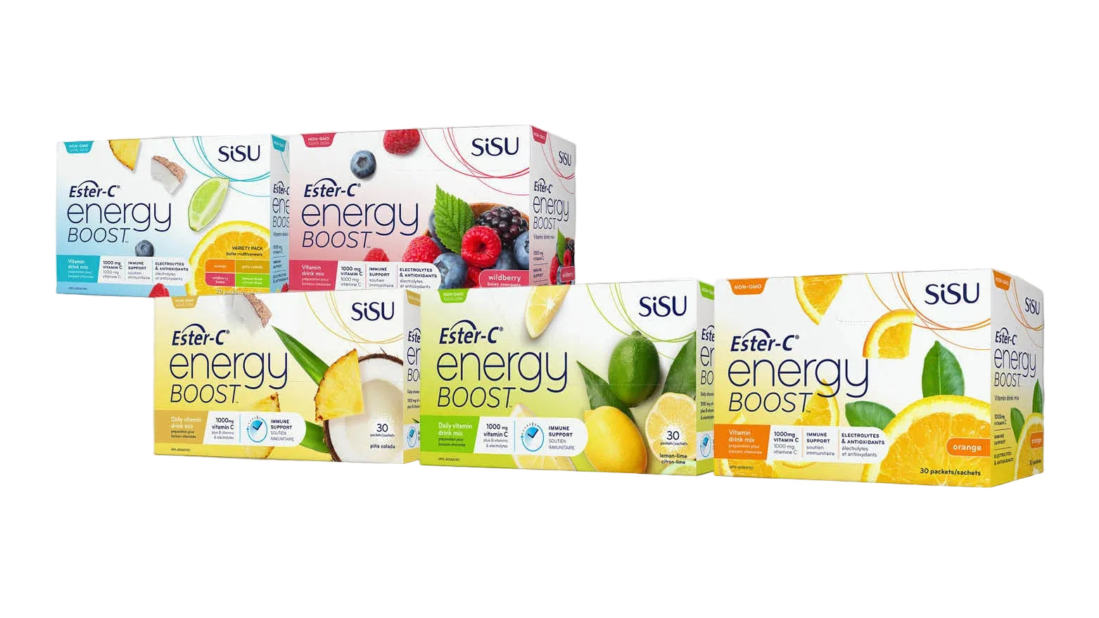 Energy Boost with Ester-C by SISU – Immune & Energy Support Drink Mix | 30 Individual Packets