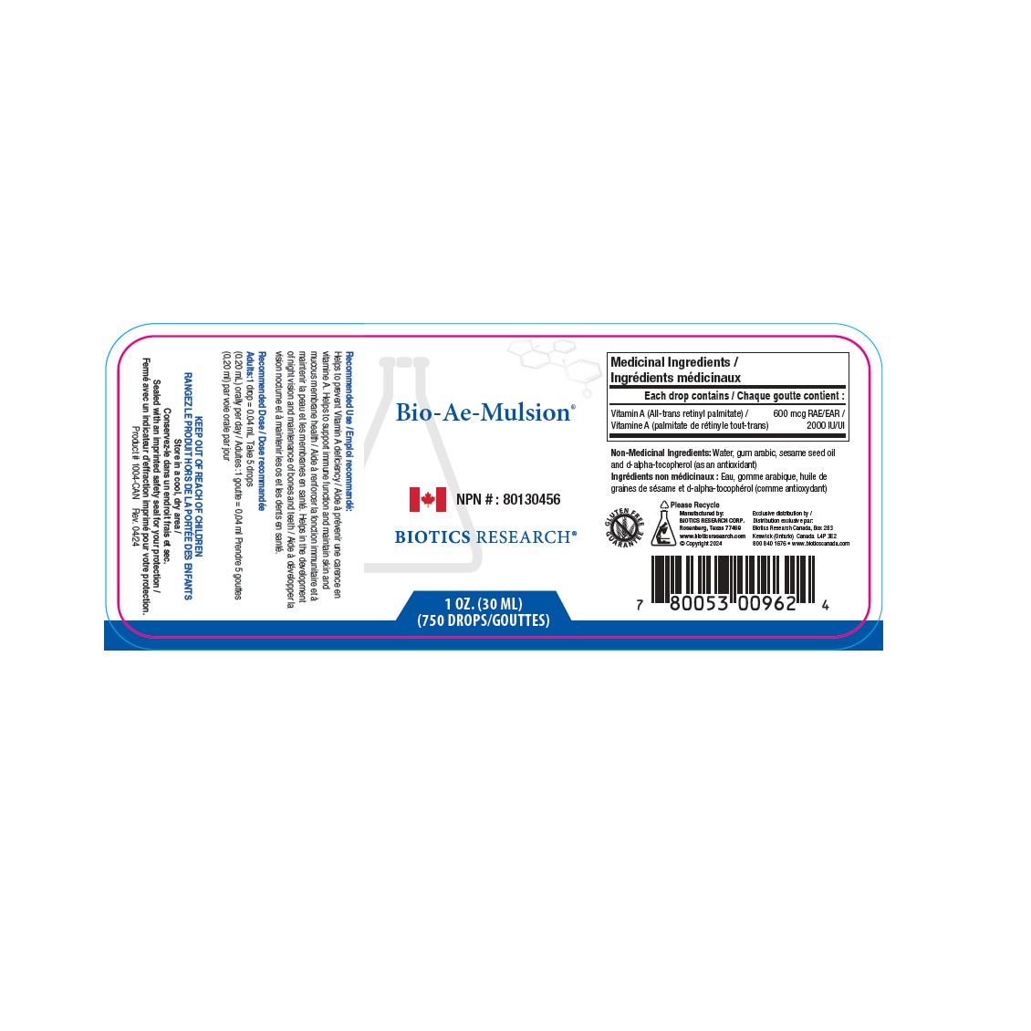 Bio-AE-Mulsion® | Biotics Research® | 1 fl. oz. (29.57 mL)
