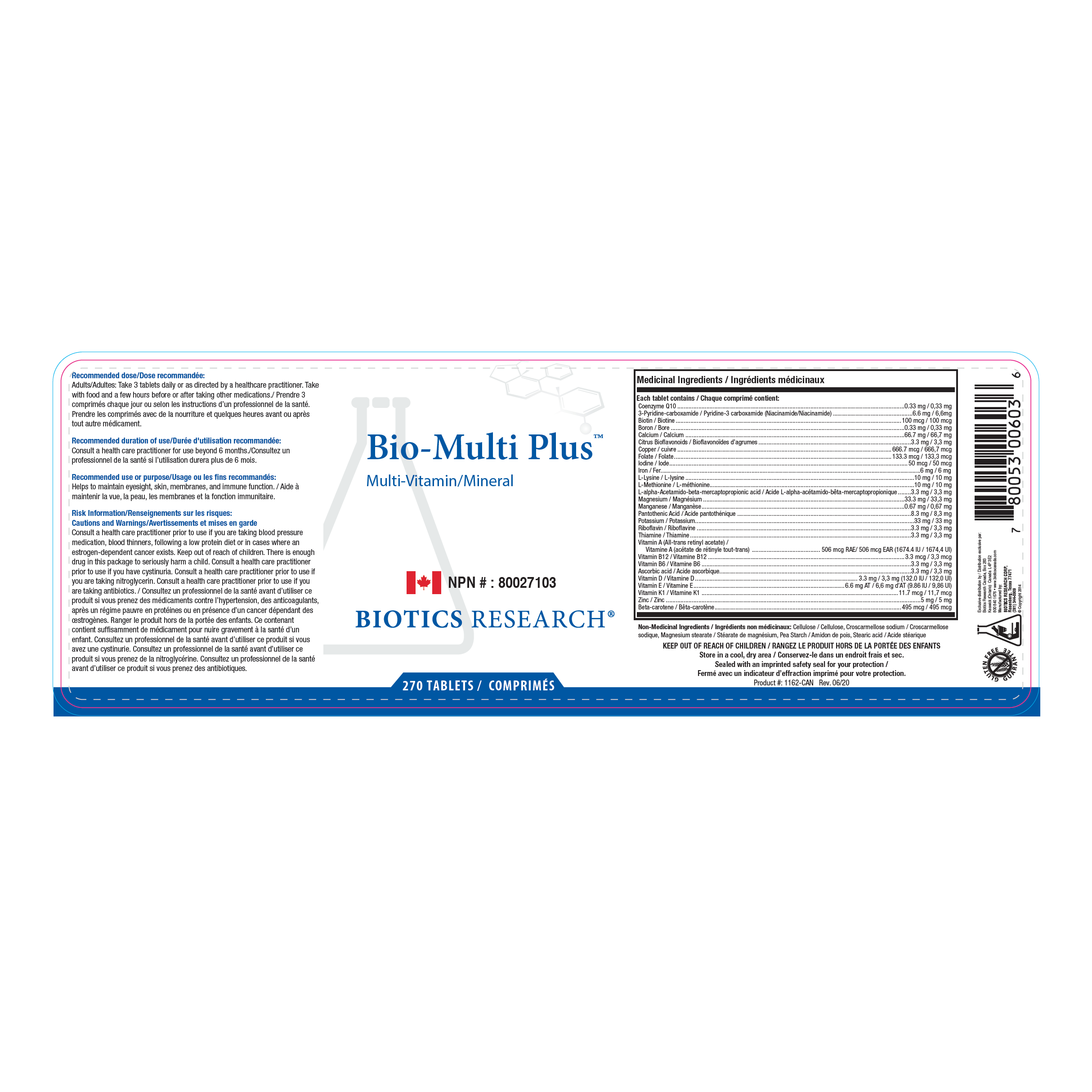 Bio-Multi Plus™ | Biotics Research® | 90 or 180 Tablets