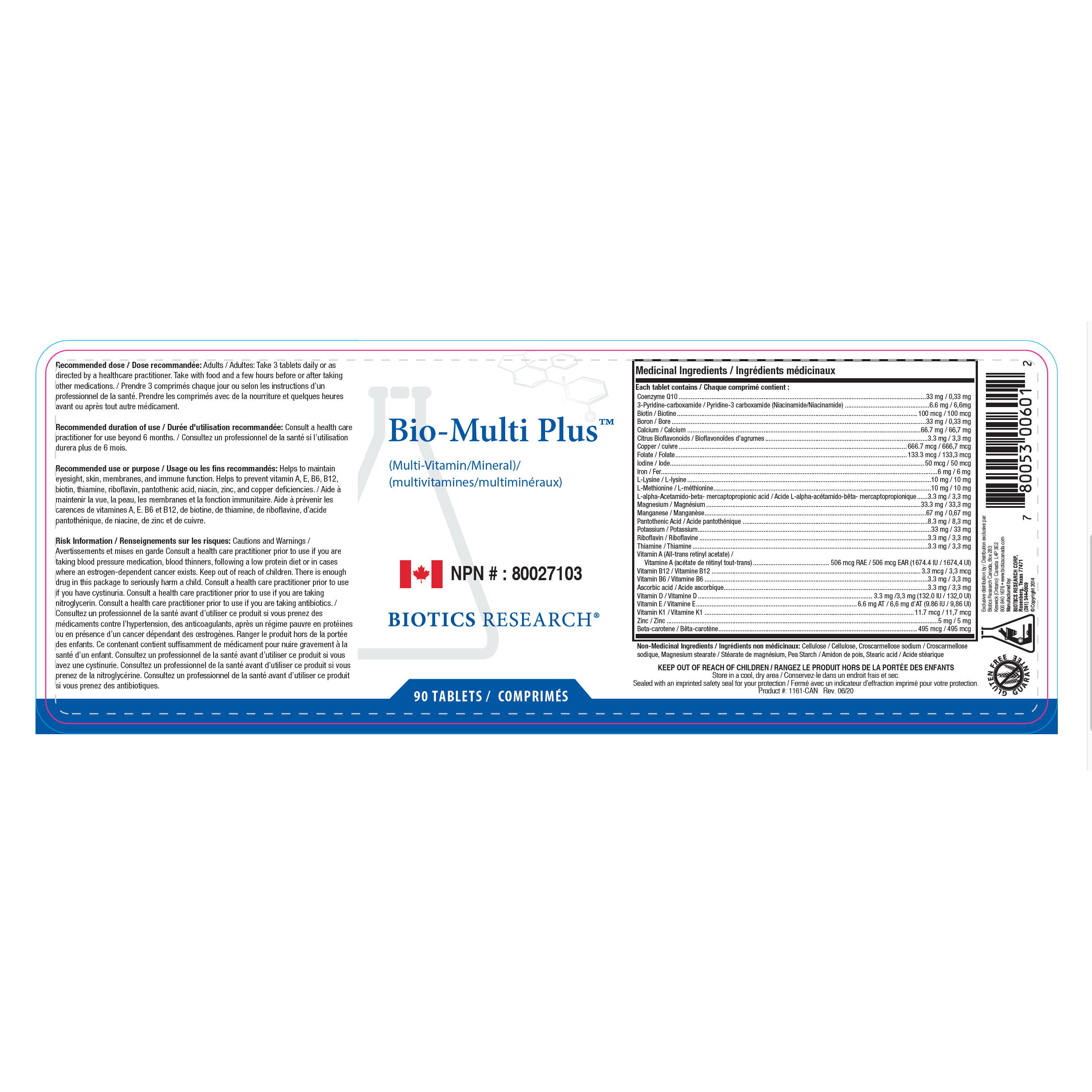 Bio-Multi Plus™ | Biotics Research® | 90 or 180 Tablets