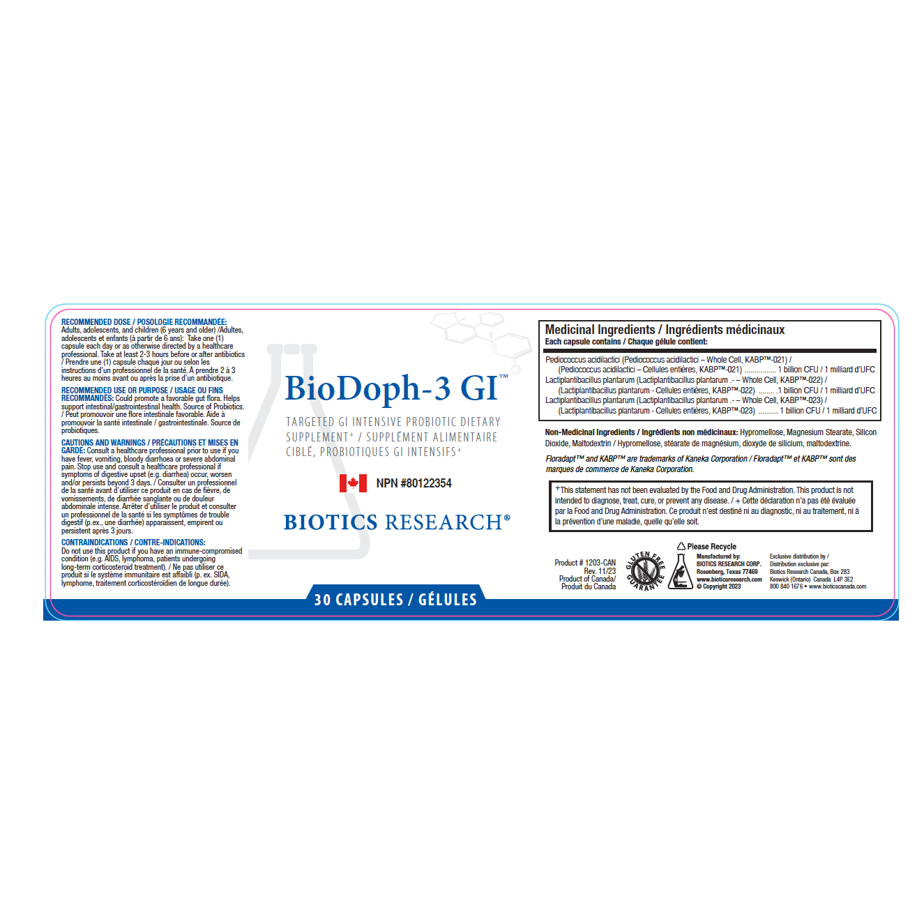 BioDoph-3GI | Biotics Research® | 30 Capsules