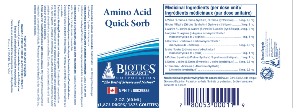 Amino Acid Quick-Sorb™ | Biotics Research® | 2 fl. oz. (59.15 mL)