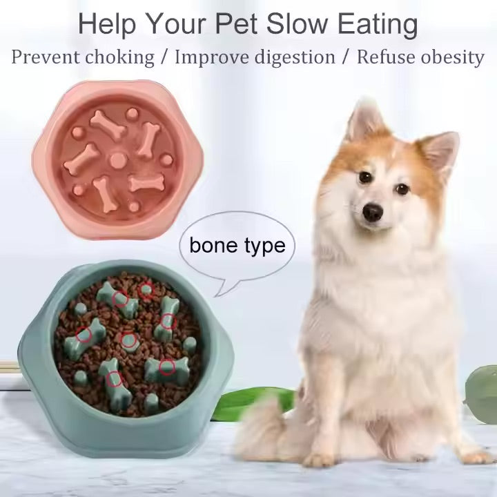 Slow Feeder Dog Bowl – Bone-Shaped for Healthy Eating