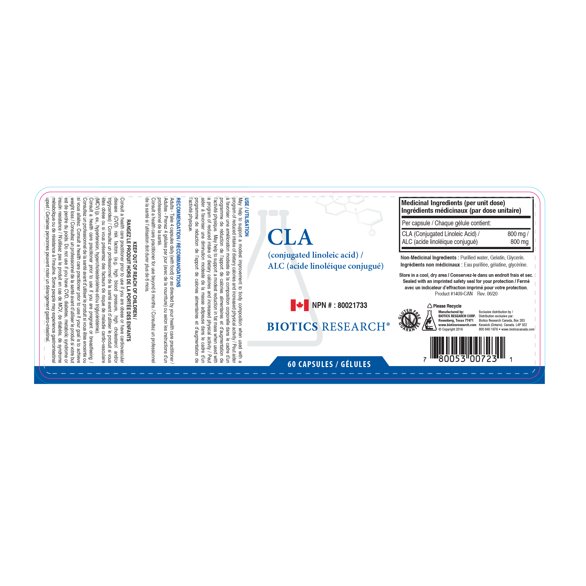 CLA | Biotics Research® | 60 Capsules