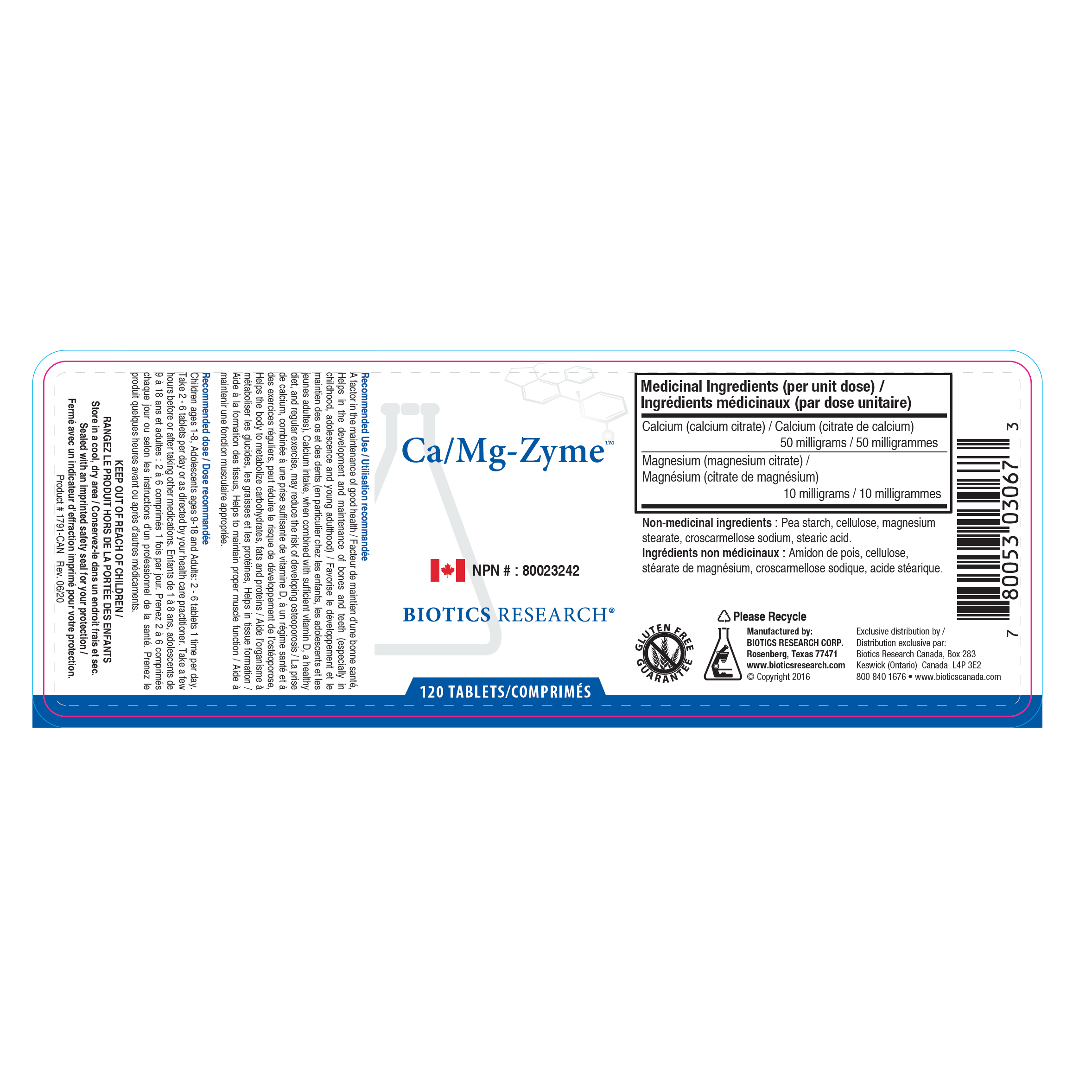 Ca/Mg-Zyme™ | Biotics Research® | 120 Tablets