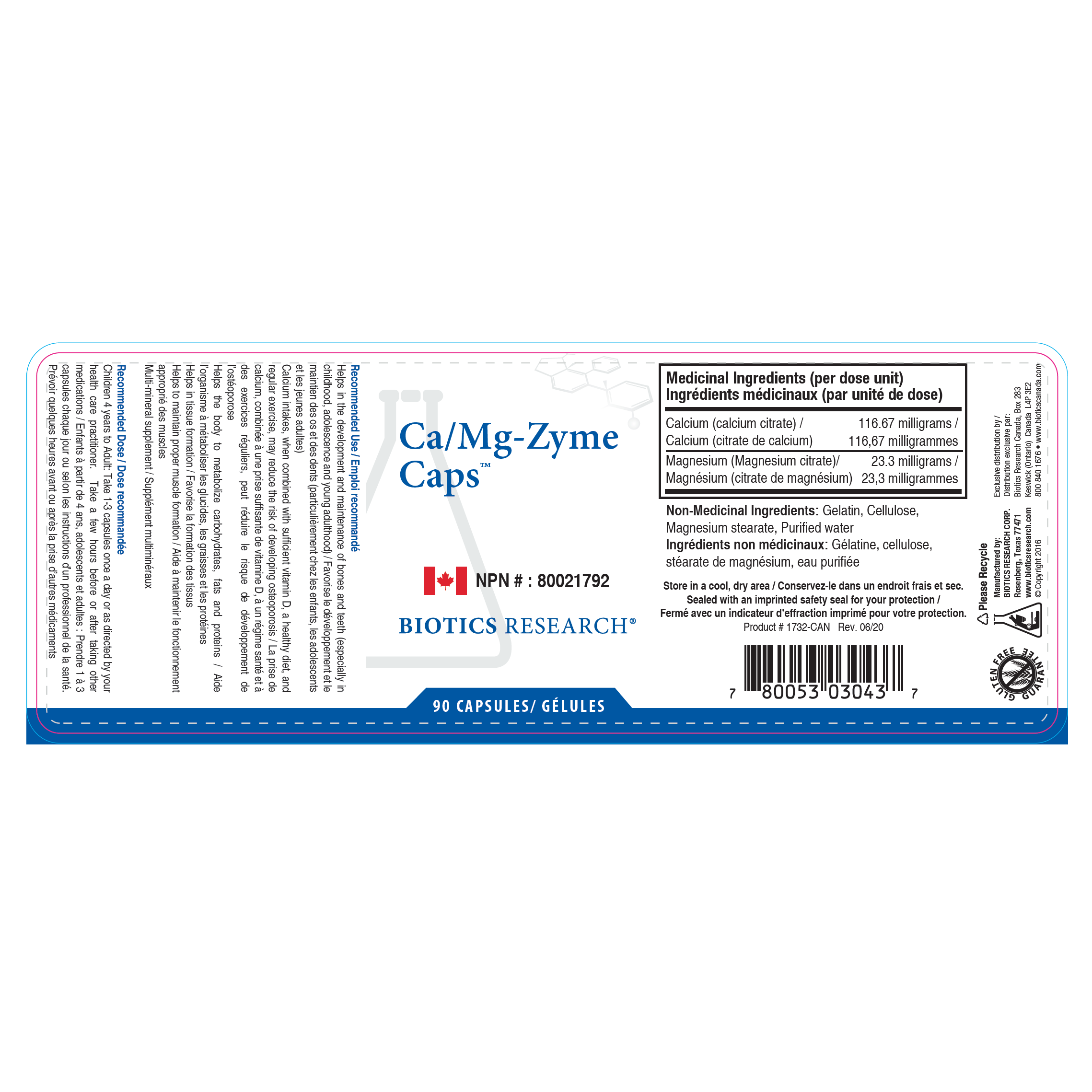 Ca/Mg-Zyme Caps | Biotics Research® | 90 Capsules