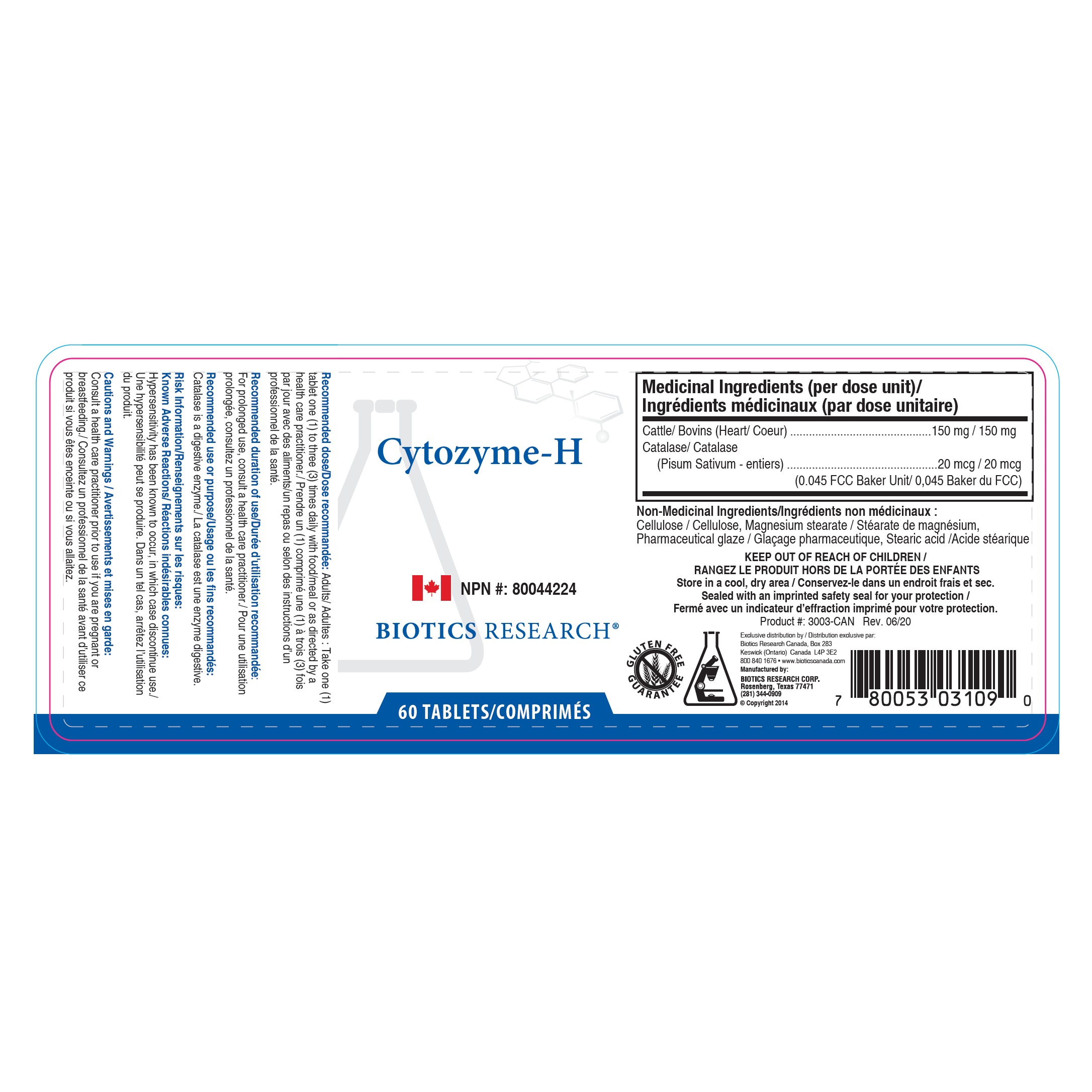 Cytozyme-H™ | Biotics Research® | 60 Tablets