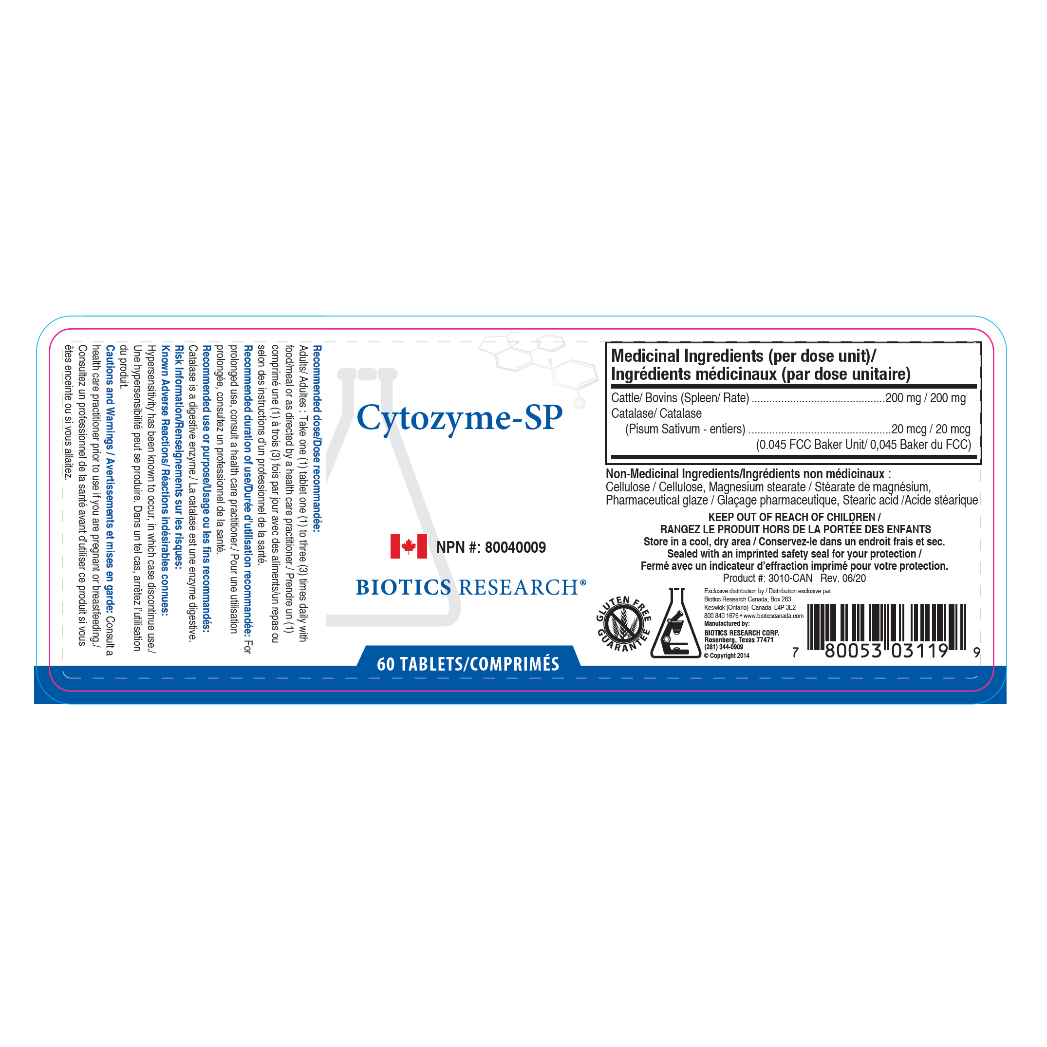 Cytozyme-SP™ | Biotics Research® | 60 Tablets