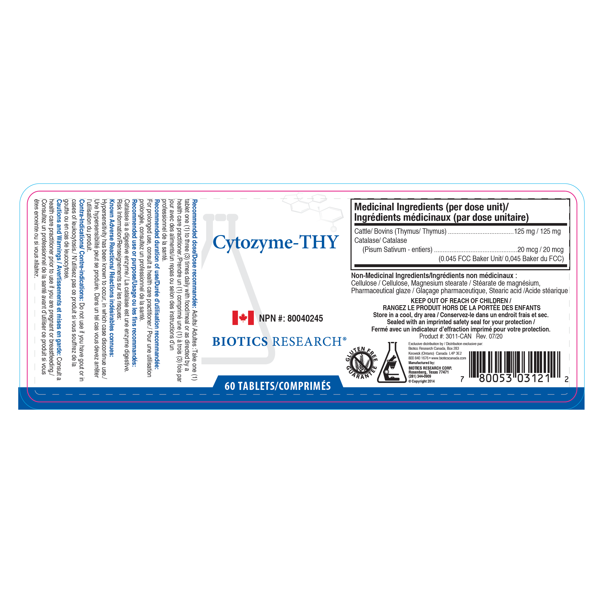 Cytozyme-THY™ | Biotics Research® | 60 Tablets
