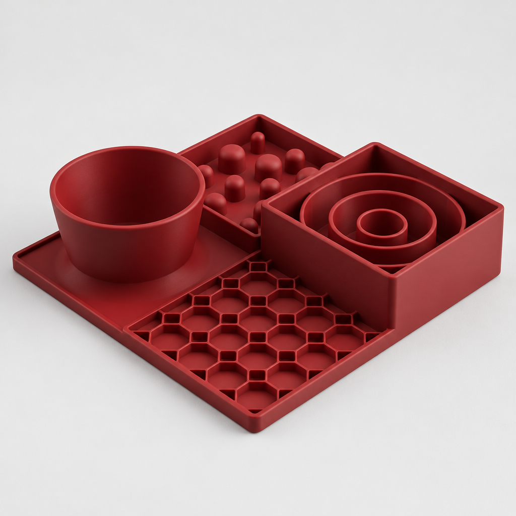 Dining Station™ | Cat & Small Dog Slow Feeder, Lick Mat & Water Bowl