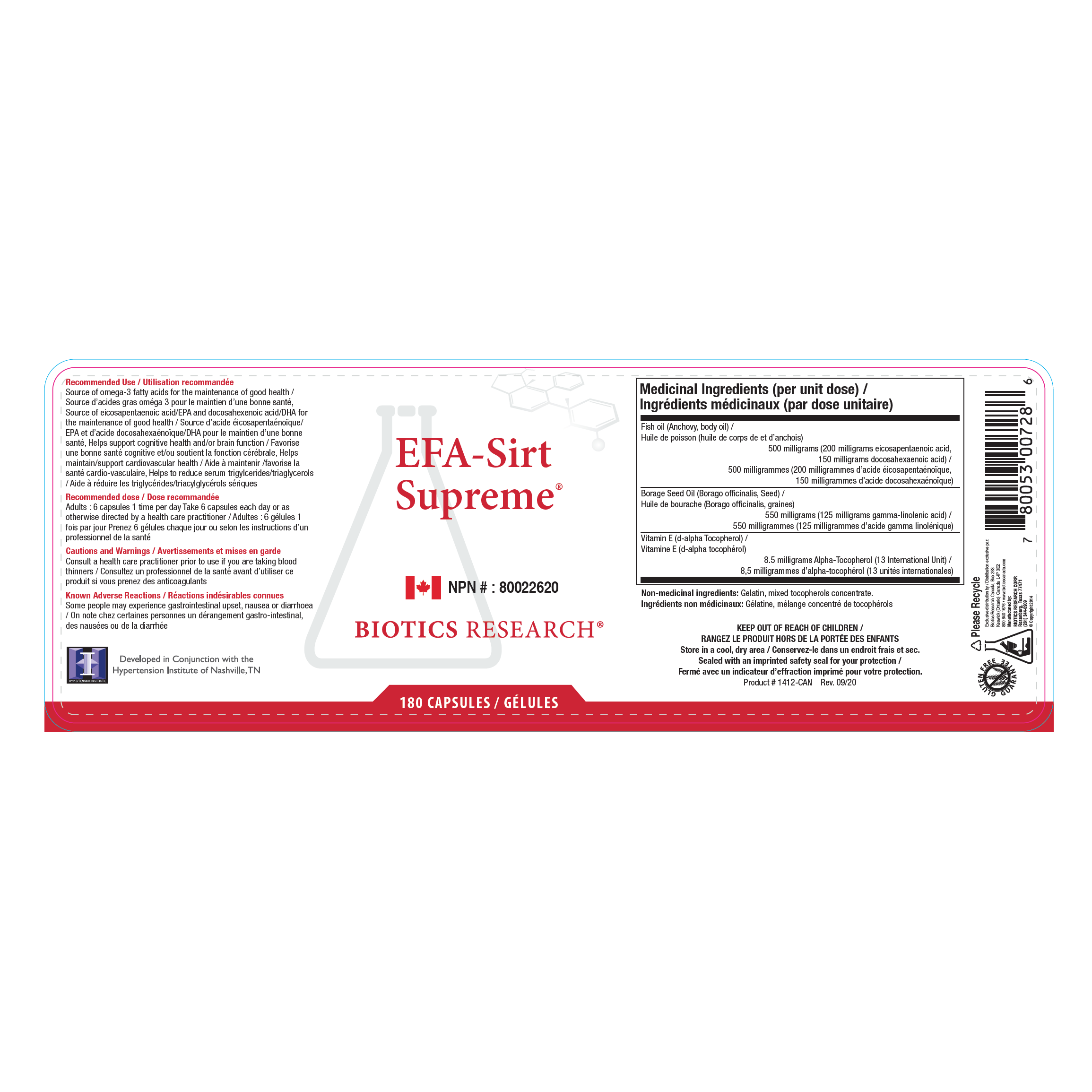 EFA-Sirt Supreme™ | Biotics Research® | 180 Capsules