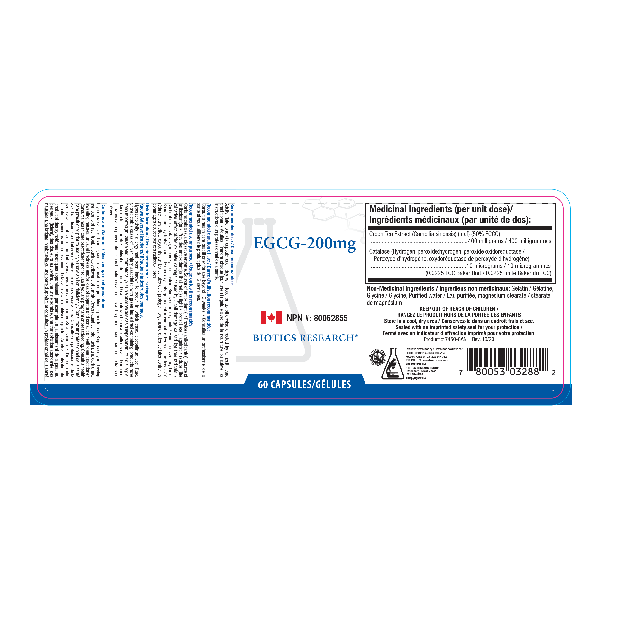 EGCG-200 mg | Biotics Research® | 60 Capsules