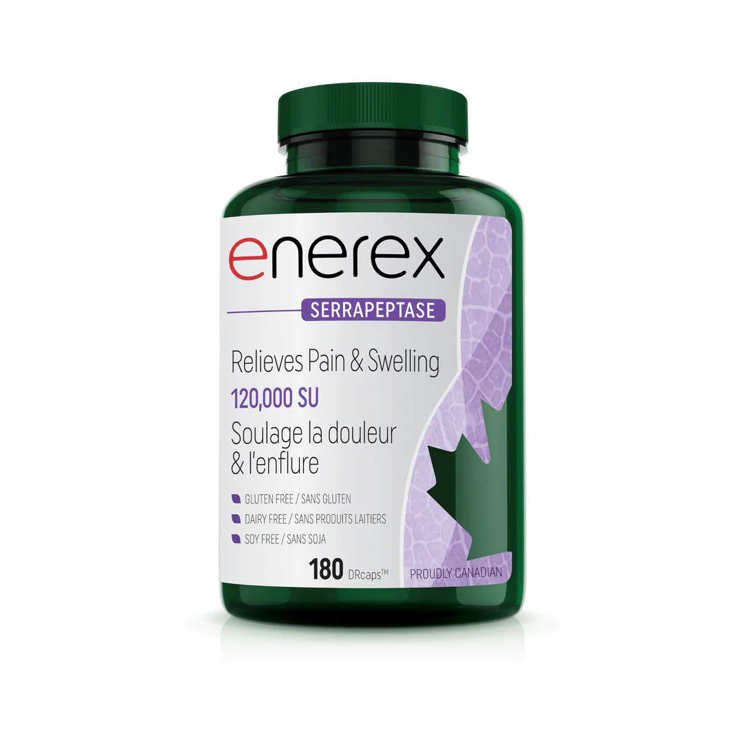 Serrapeptase 120,000 SU by Enerex® – Systemic Enzyme for Inflammation & Mucus Support | 60 OR 180 Delayed-Release Capsules